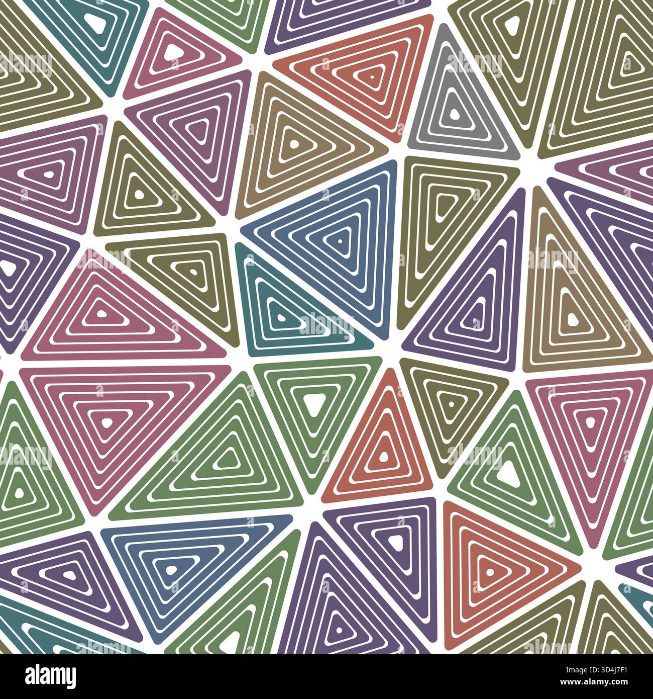 Pattern of triangle shapes. Big triangle sizes. Multiple repeated inner triangles. Multiple color styles. Repeatable pattern. Amazing vector tiles. Stock Vector