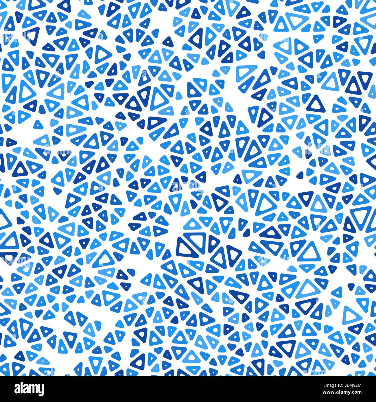 Abstract vector background. Tiny triangle size. Mono-tone style. Rounded triangular cells outlined. Repeatable composition. Blue depth. Stock Vector