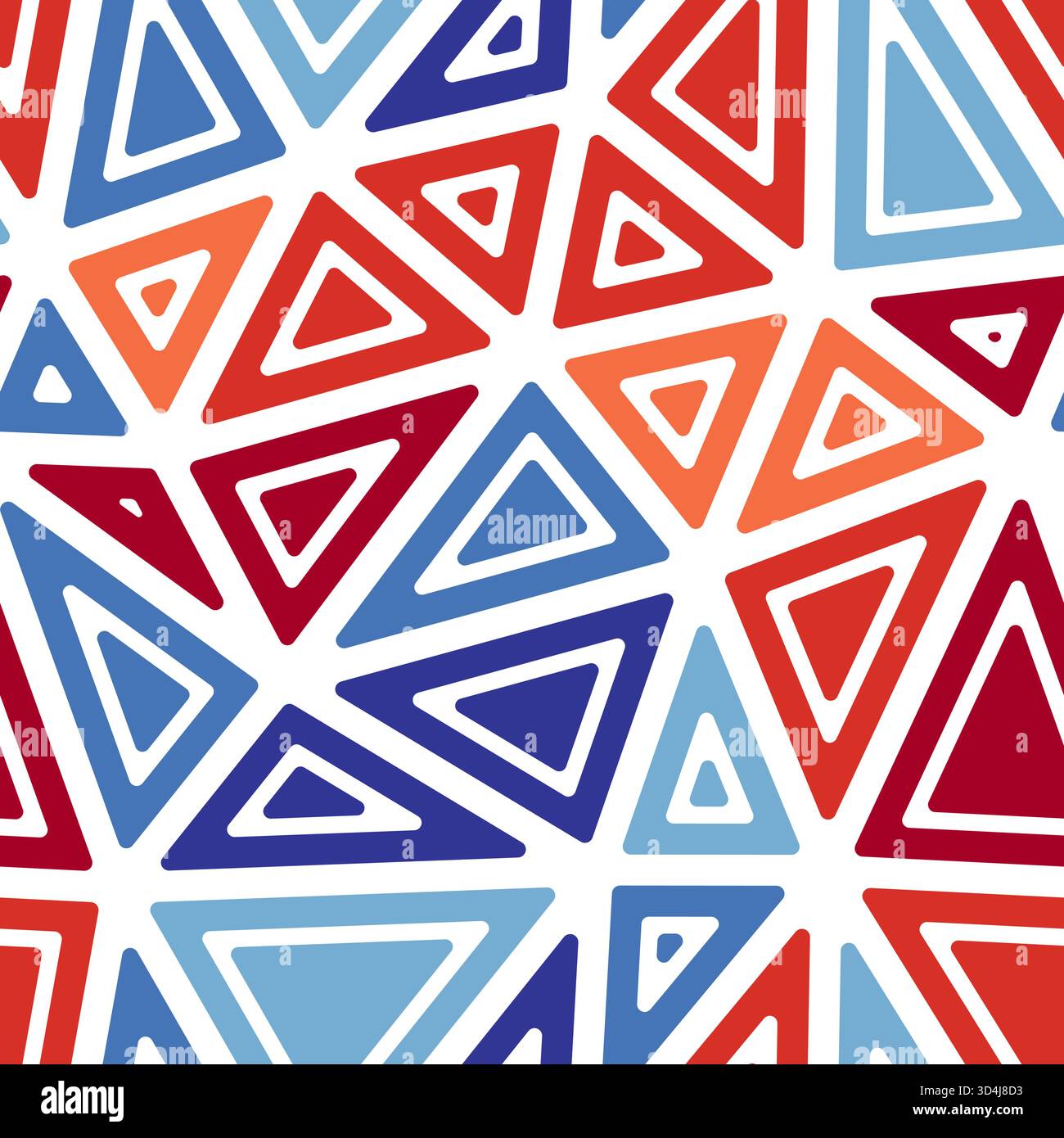 Minimal geometric background. Rounded solid shapes in frames. Big triangle size. Multiple colors style. Repeatable pattern. Awesome vector tiles. Stock Vector