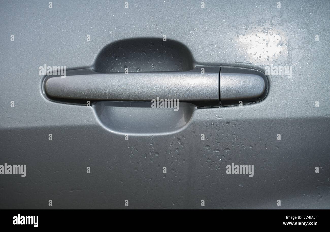 Gray Car Door Handle Keyless Entry Stock Photo