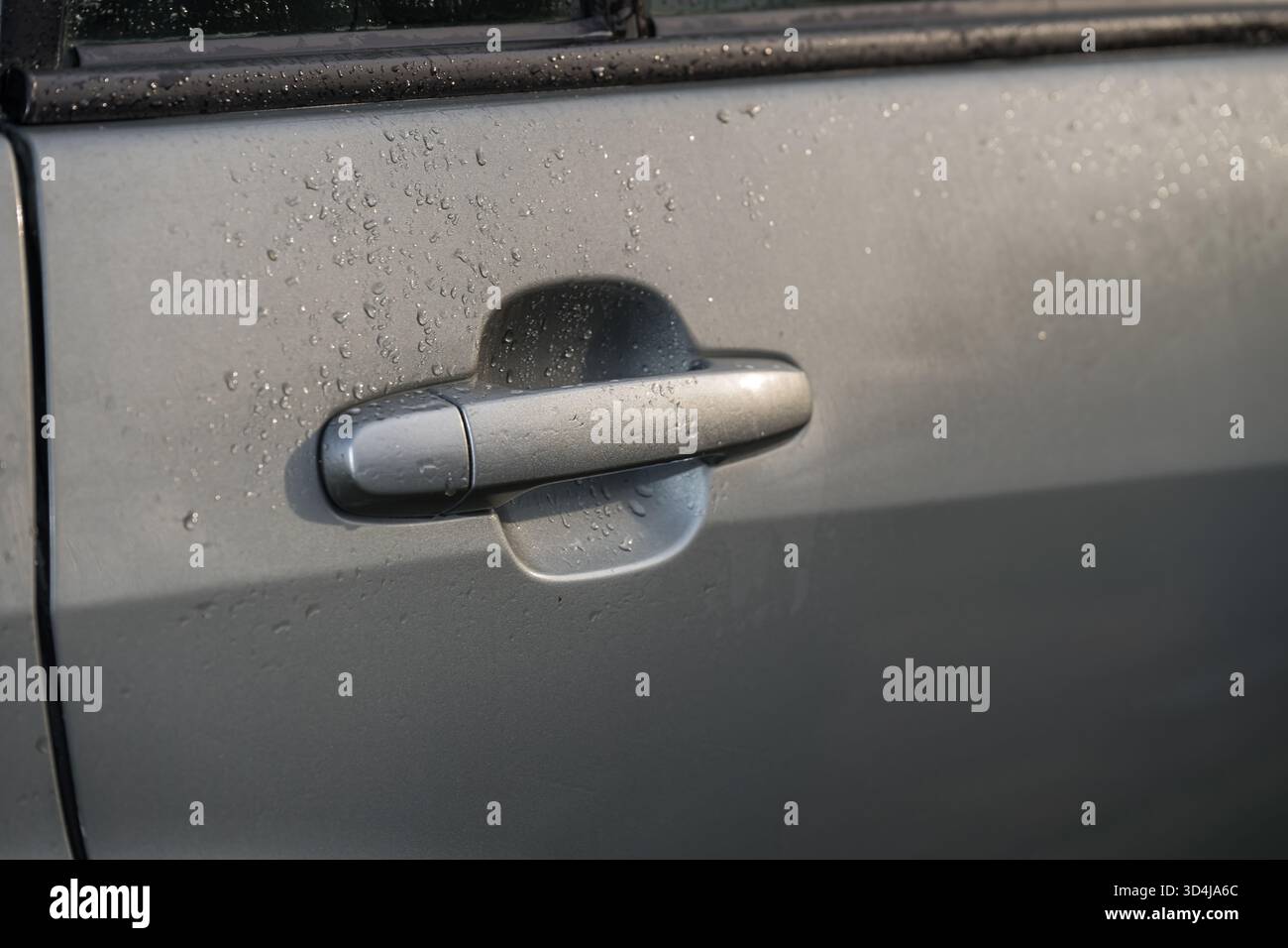 Gray Car Door Handle Keyless Entry Stock Photo