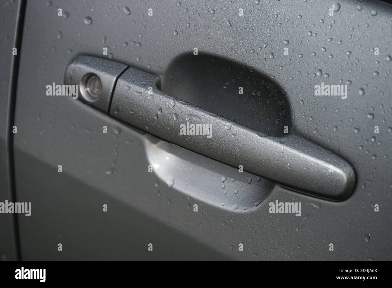 Gray Car Door Handle Keyless Entry Stock Photo