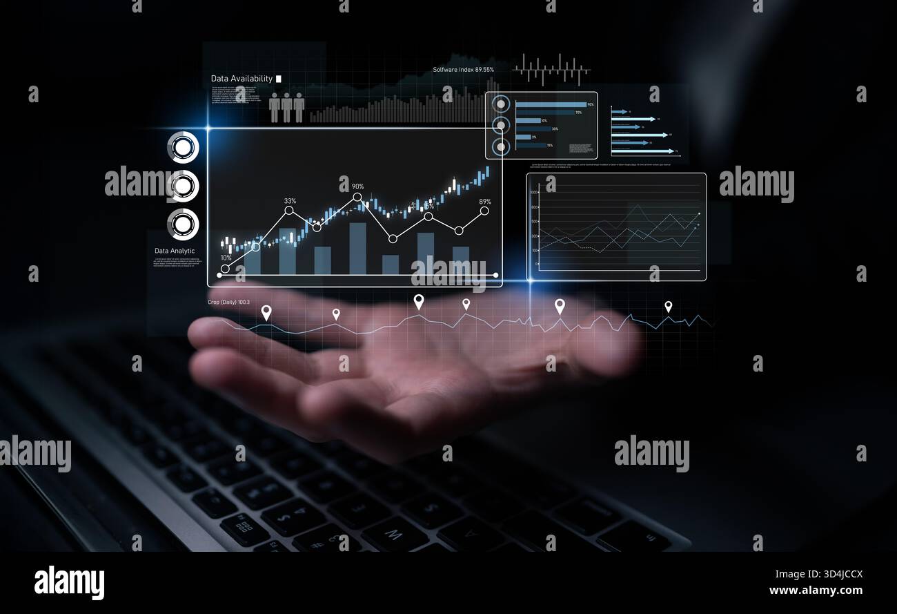 High-tech data visualization dashboard for analytics and performance ...
