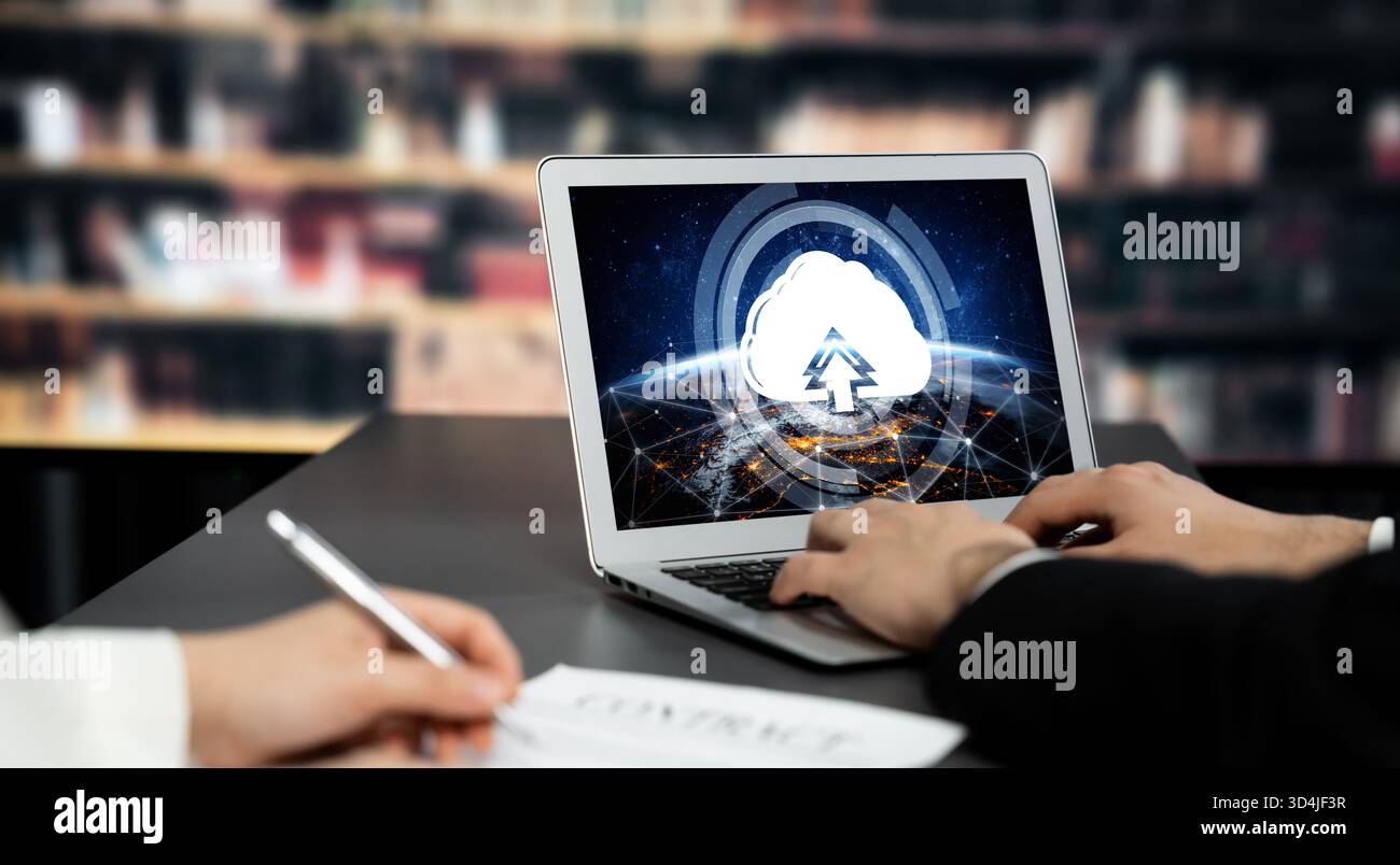 Cloud computing software for brisk remote work and personal data storage Stock Photo