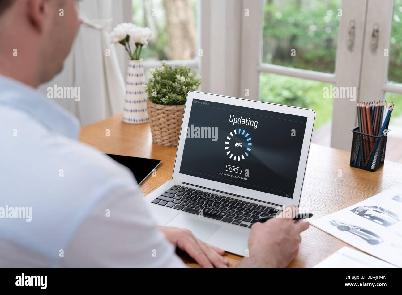 Software update on computer for brisk version of device software upgrade Stock Photo