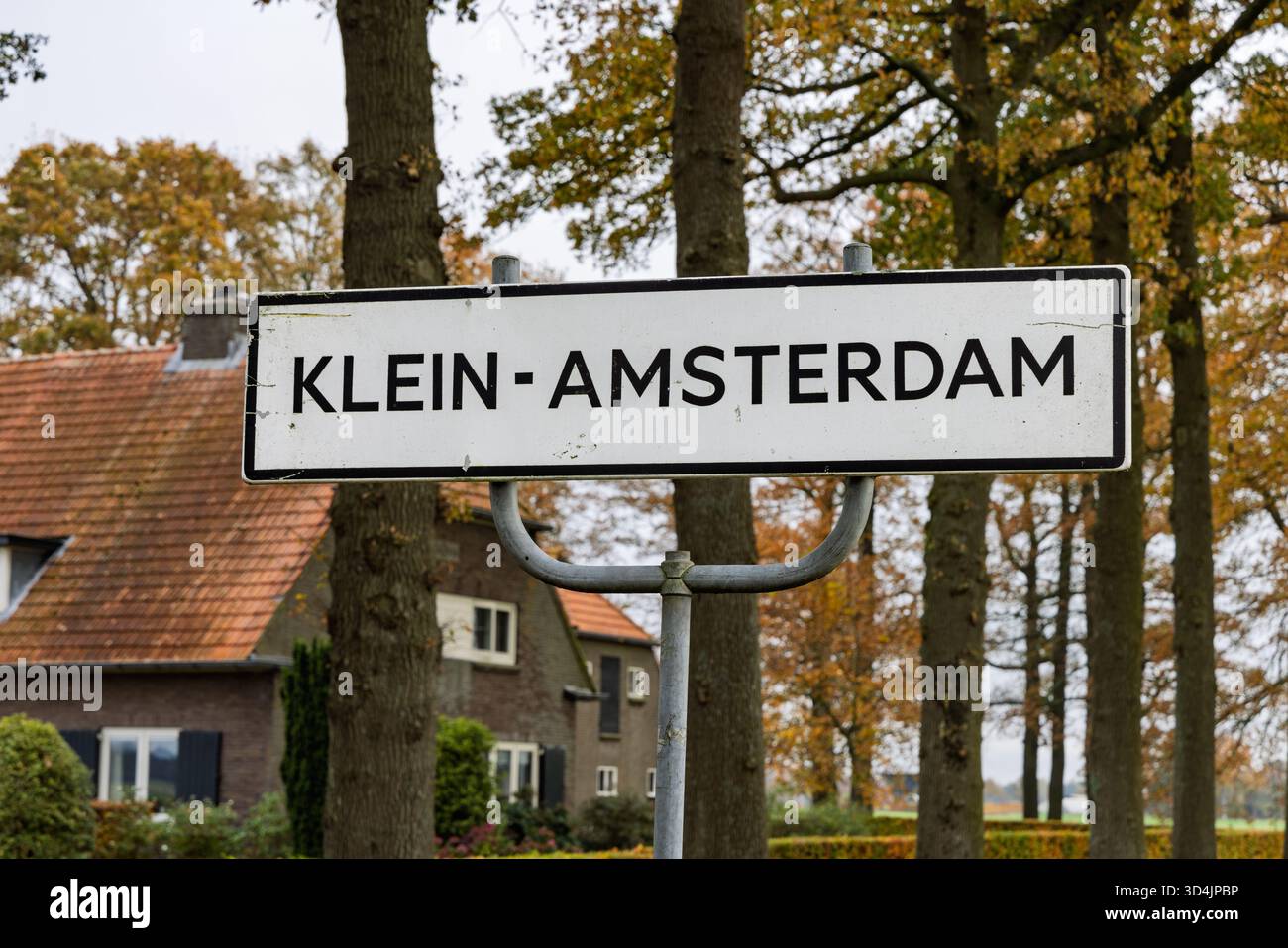 Village sign for Klein-Amsterdam, Netherlands, a small, rural hamlet ...
