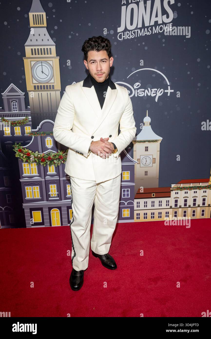 Nick Jonas attends Disney  #39 s quot A Very Jonas Christmas Movie quot New York