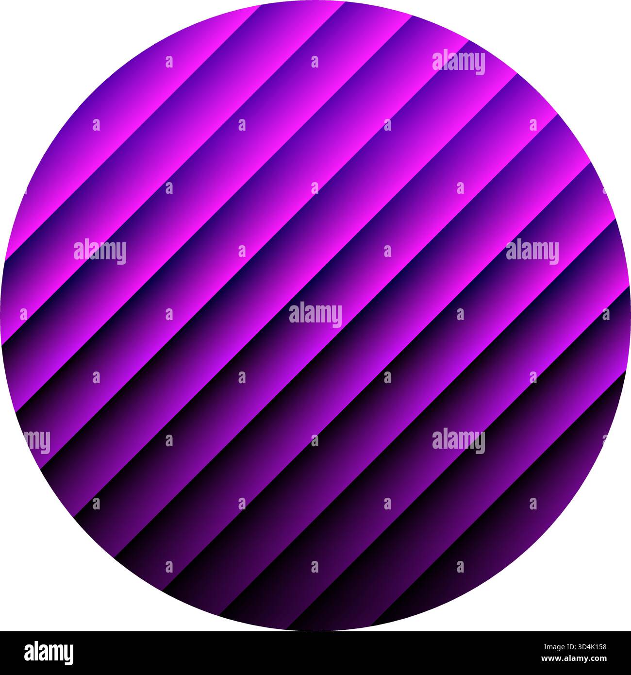 Ribbed effect green gradient circle. Vector striped abstract geometric spot design element Stock Vector
