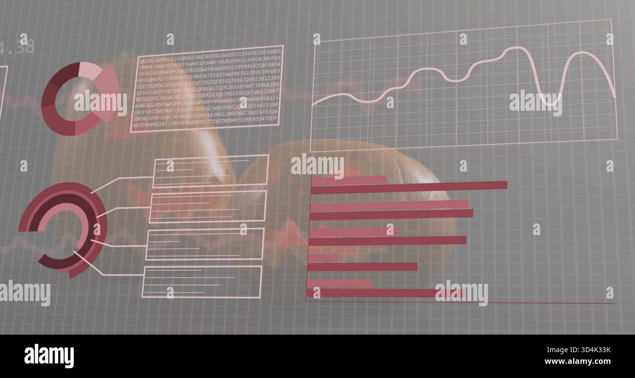 Translucent Dashboard Showing translucent HUD data visuals on grid dashboard, with donut ...