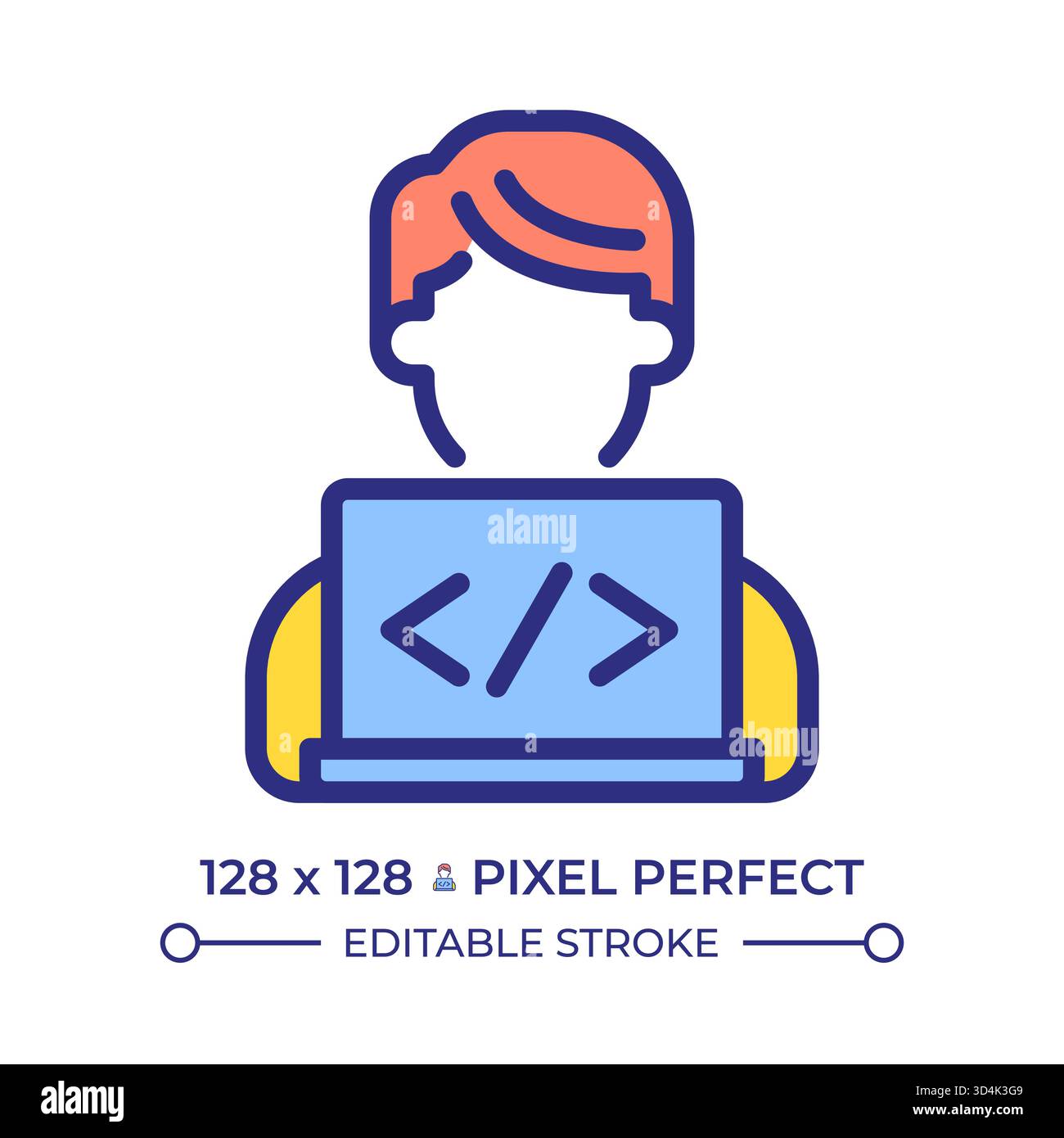 Programmer pixel perfect line color icon Stock Vector