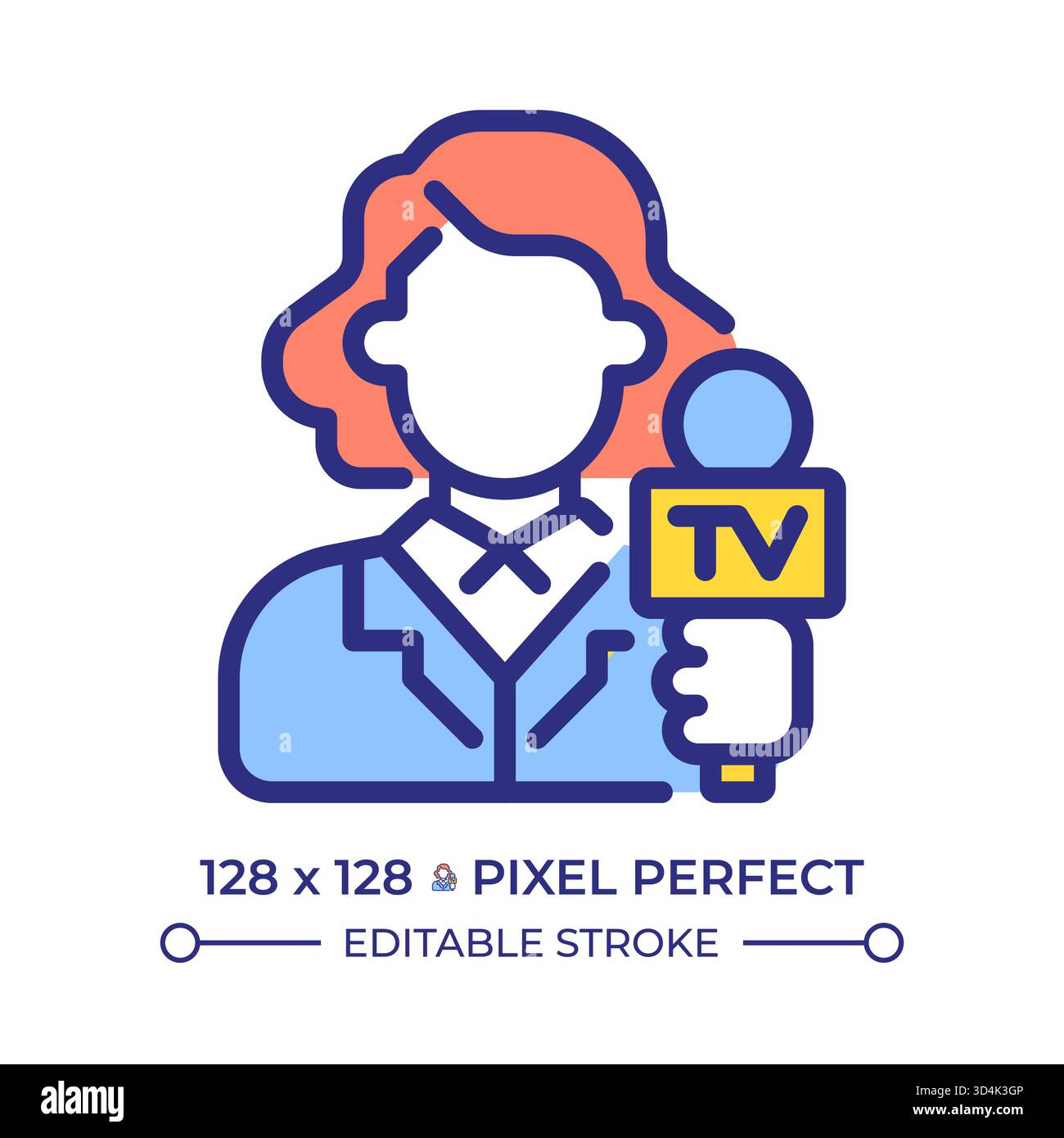 Journalist pixel perfect line color icon Stock Vector