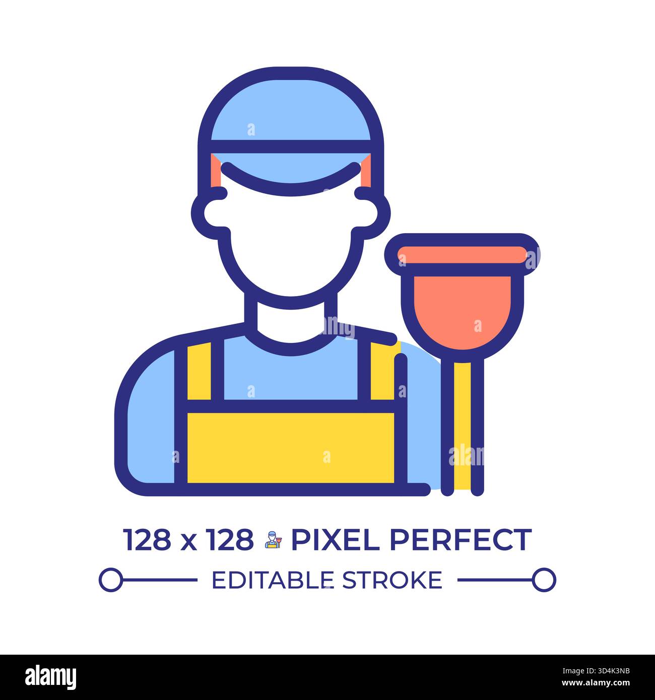 Plumber pixel perfect line color icon Stock Vector