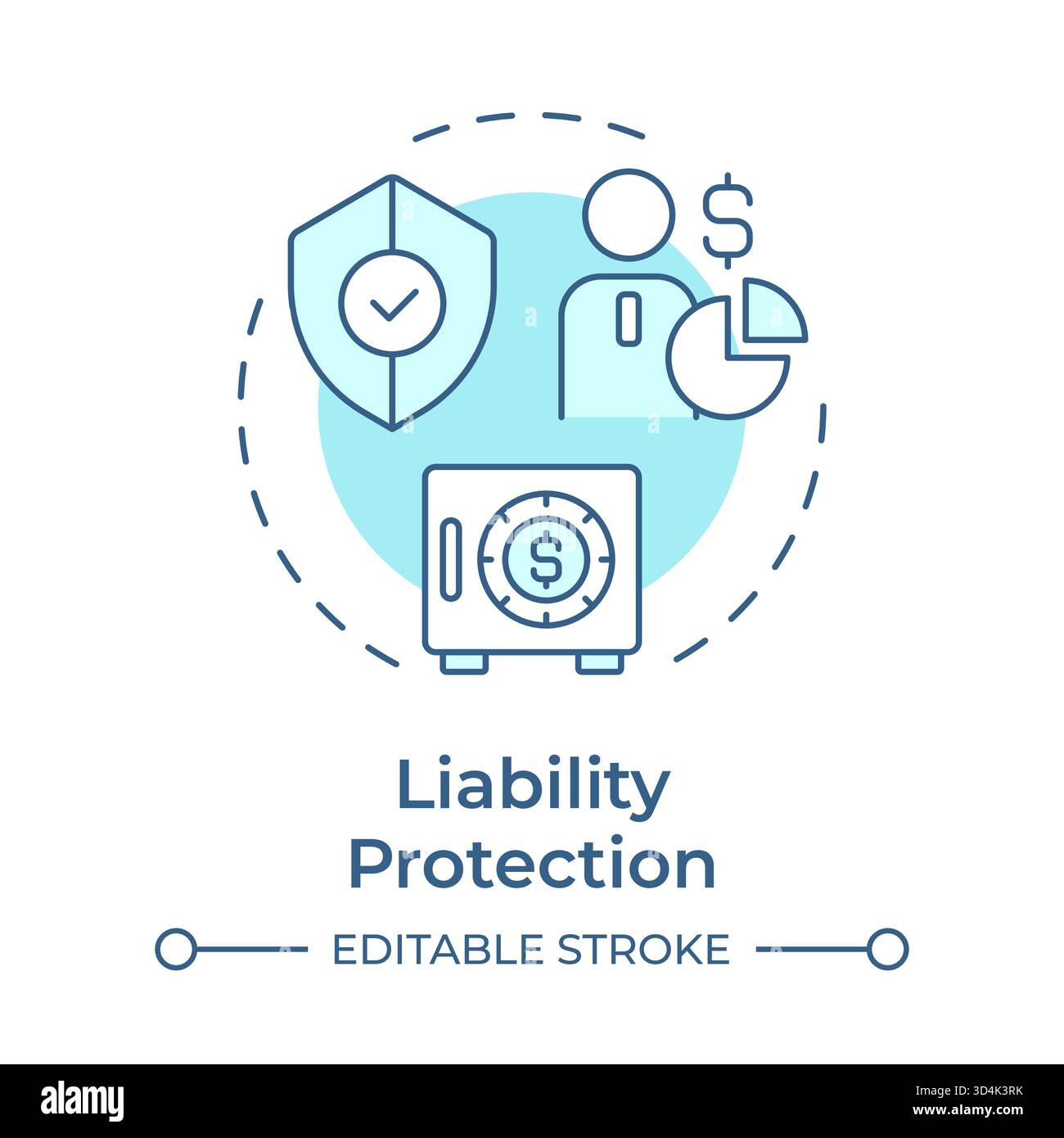Liability protection soft blue concept icon Stock Vector