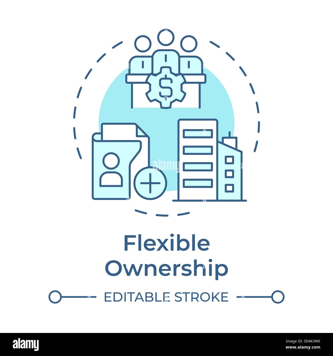 Flexible ownership soft blue concept icon Stock Vector