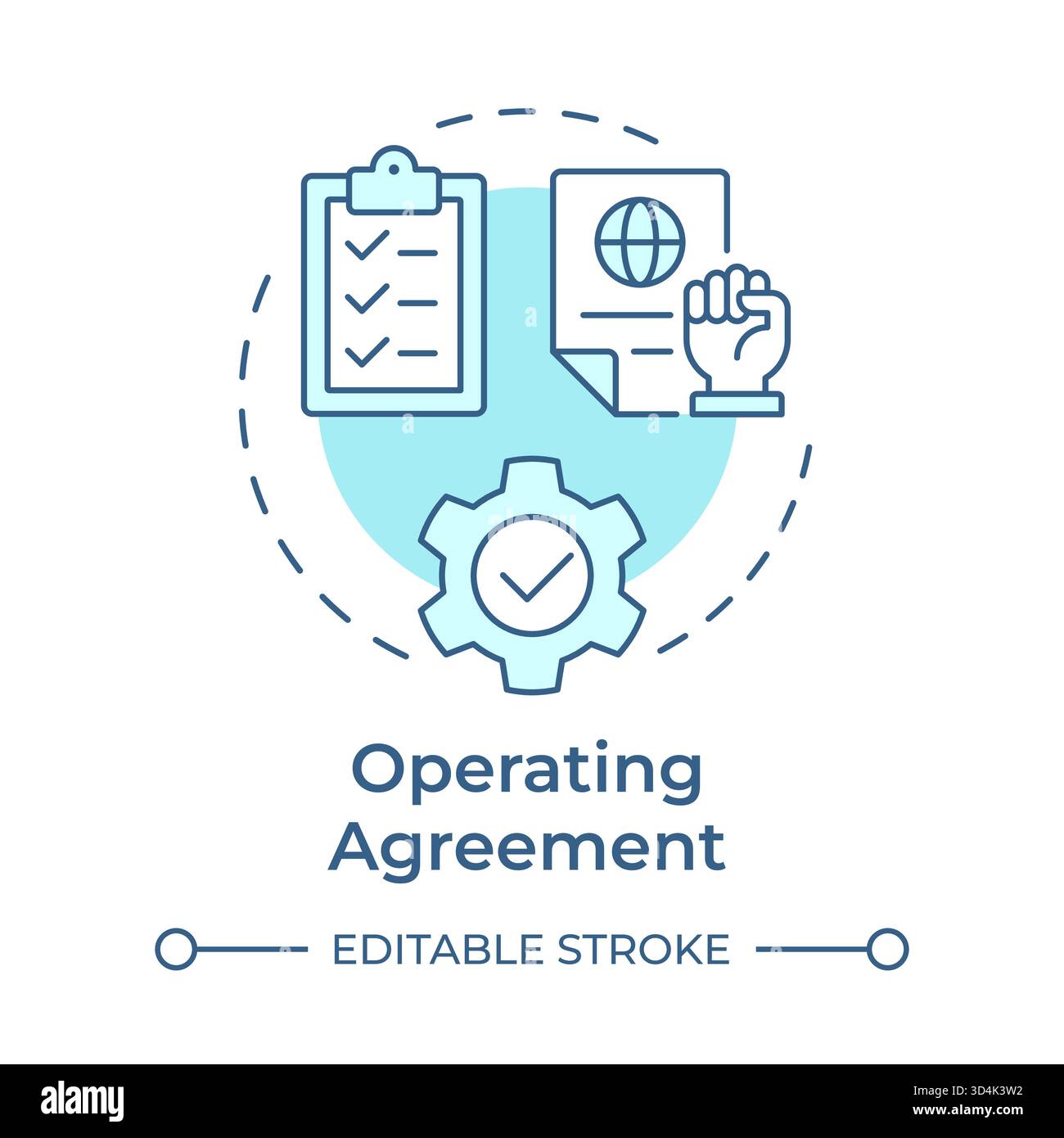 Operating agreement soft blue concept icon Stock Vector