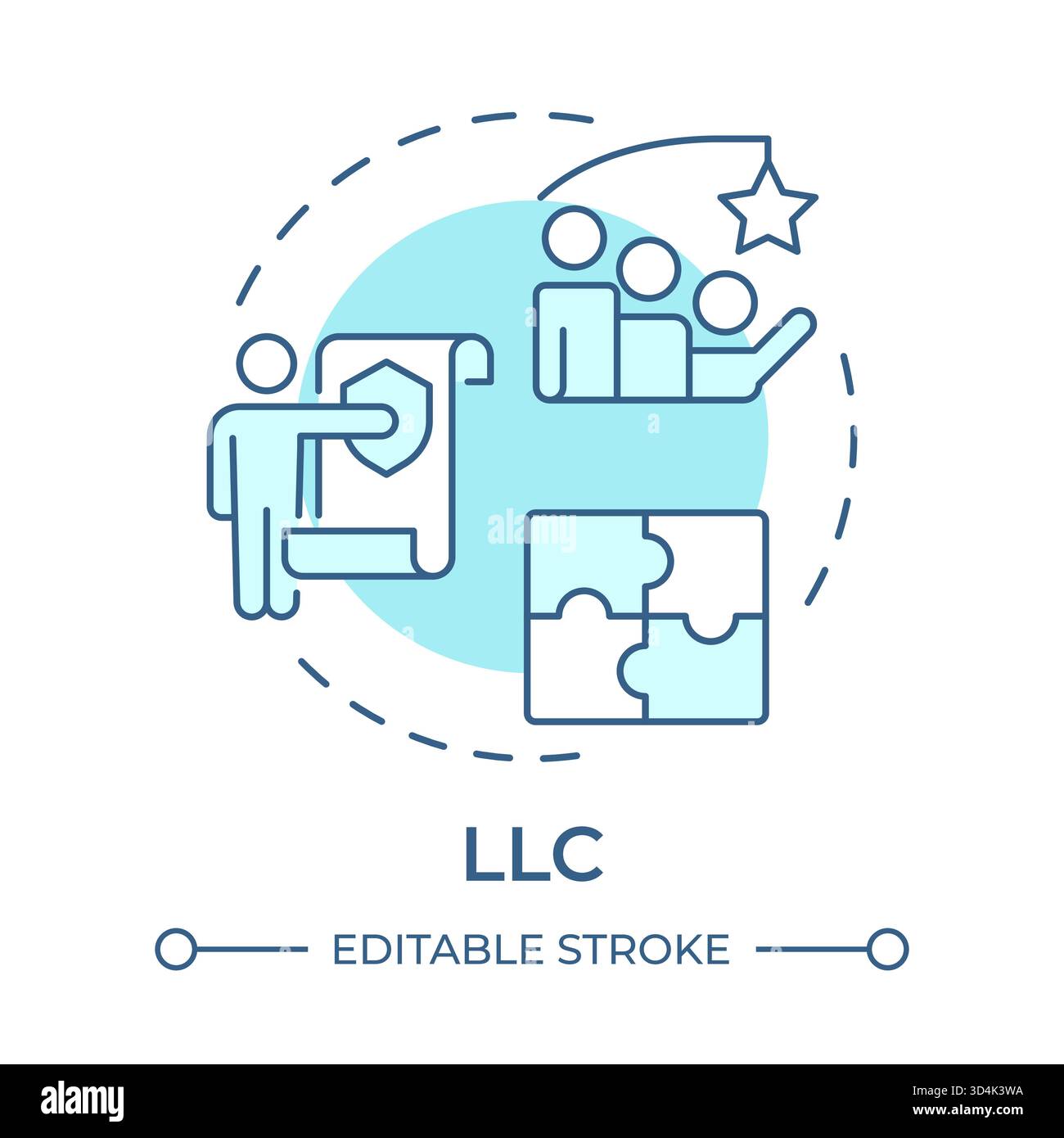 LLC soft blue concept icon Stock Vector
