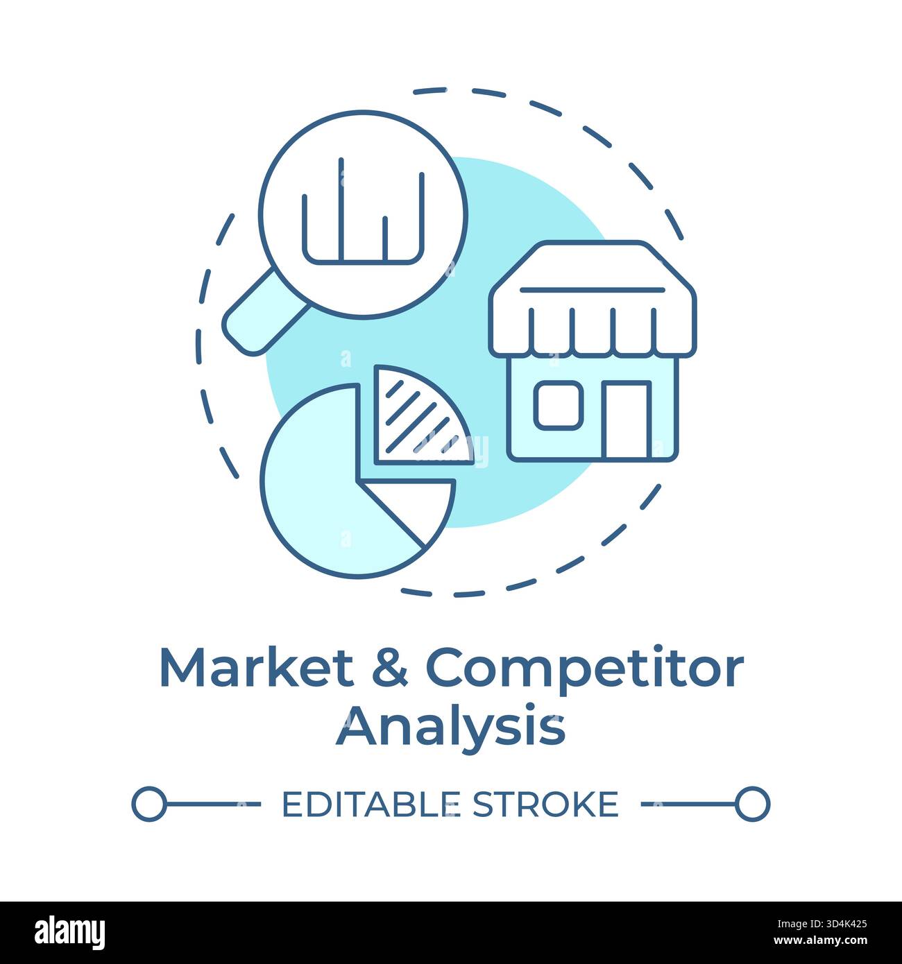 Market and competitor analysis soft blue concept icon Stock Vector