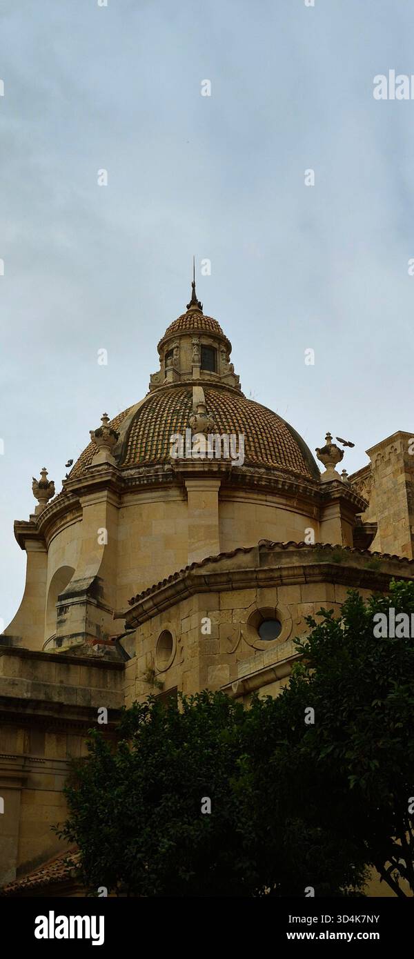 Cupola of Santa Tecla Cathedrals showing intricate stonework and historic architectural details, Tarragona, Catalunya, Costa Dorada, Spain. - Smartphone Captured Stock Image
