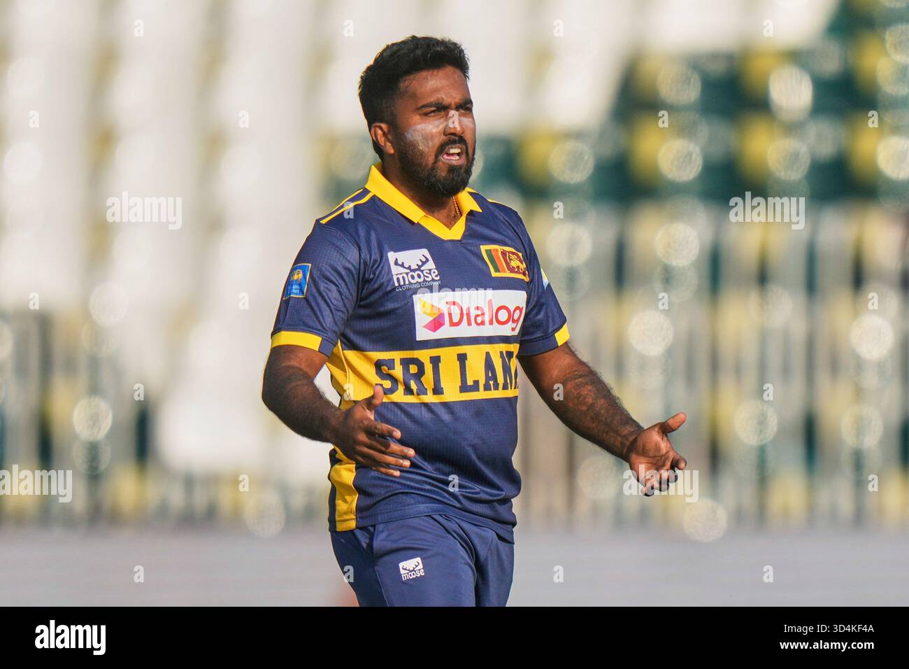 Sri Lanka's Asitha Fernando reacts during the first one day ...