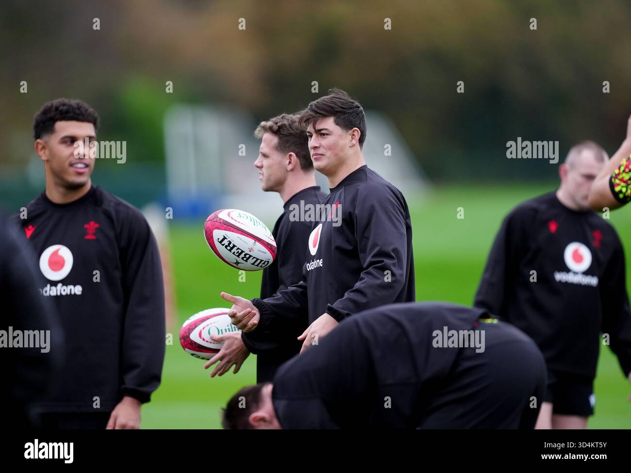 Wales' Louis Rees-Zammit during a training session at the Vale Resort ...