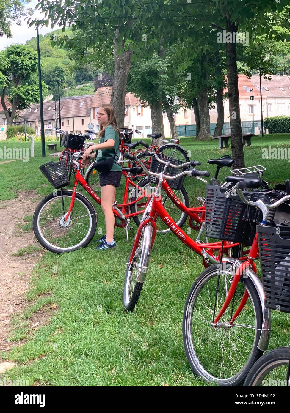 Vernon France water bridge bike bikes place old famous street town people lake signs holiday tour tourist tourists weather shop shops local place - Smartphone Captured Stock Image