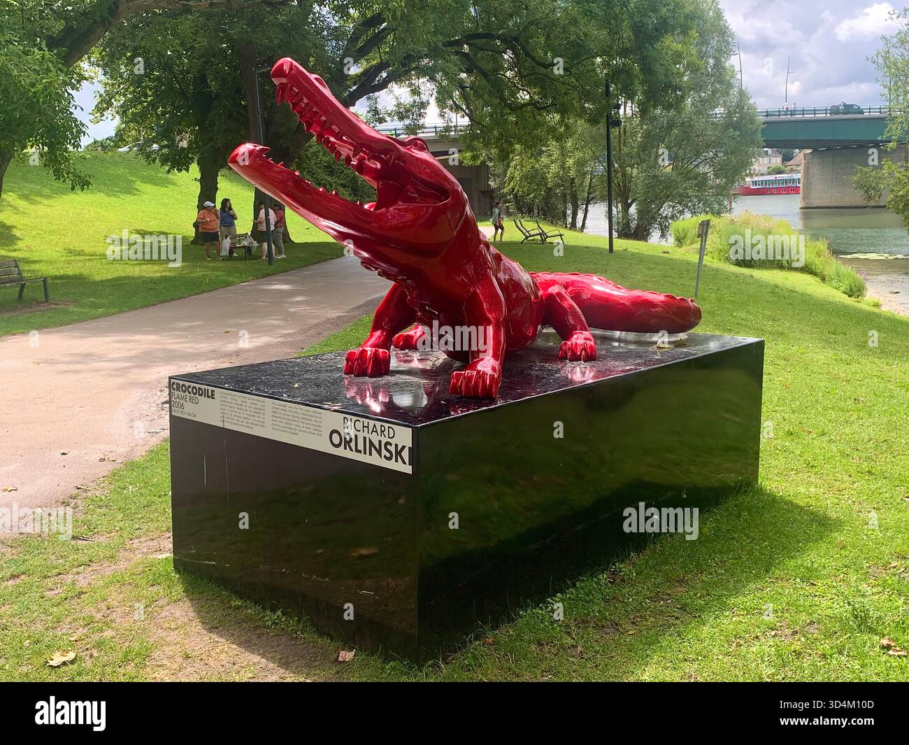 Vernon France water bridge bike bikes place old famous street town people lake signs holiday tour tourist tourists weather shop shops local place - Smartphone Captured Stock Image