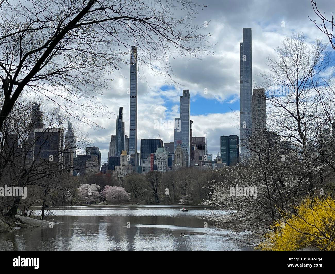 A dreamy spring morning at the Lake in Central Park. - Smartphone Captured Stock Image