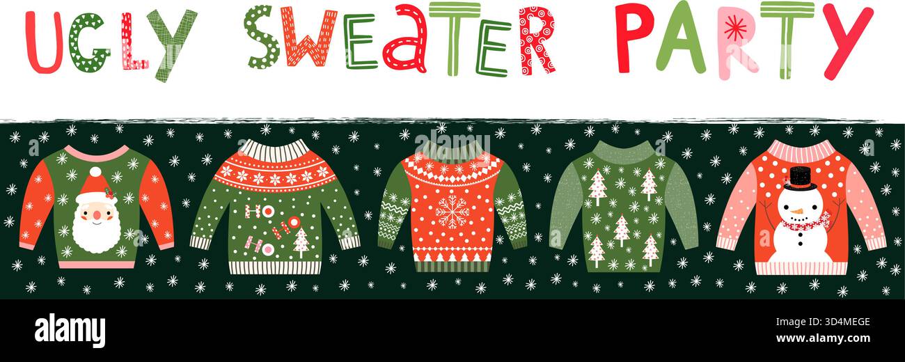 Ugly sweater party banner, invitation or poster for Christmas holiday ...