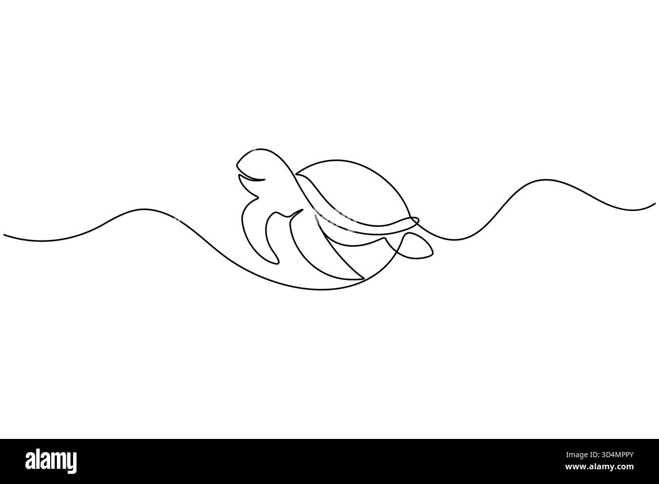 Turtle continuous one line drawing simple minimalist marine animal ...