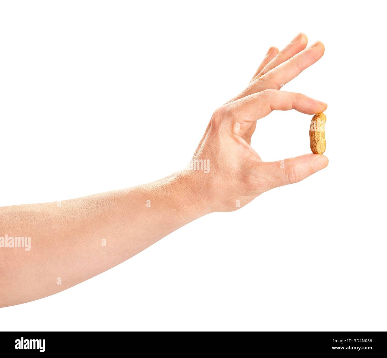 peanuts in hand path isolated on white Stock Photo