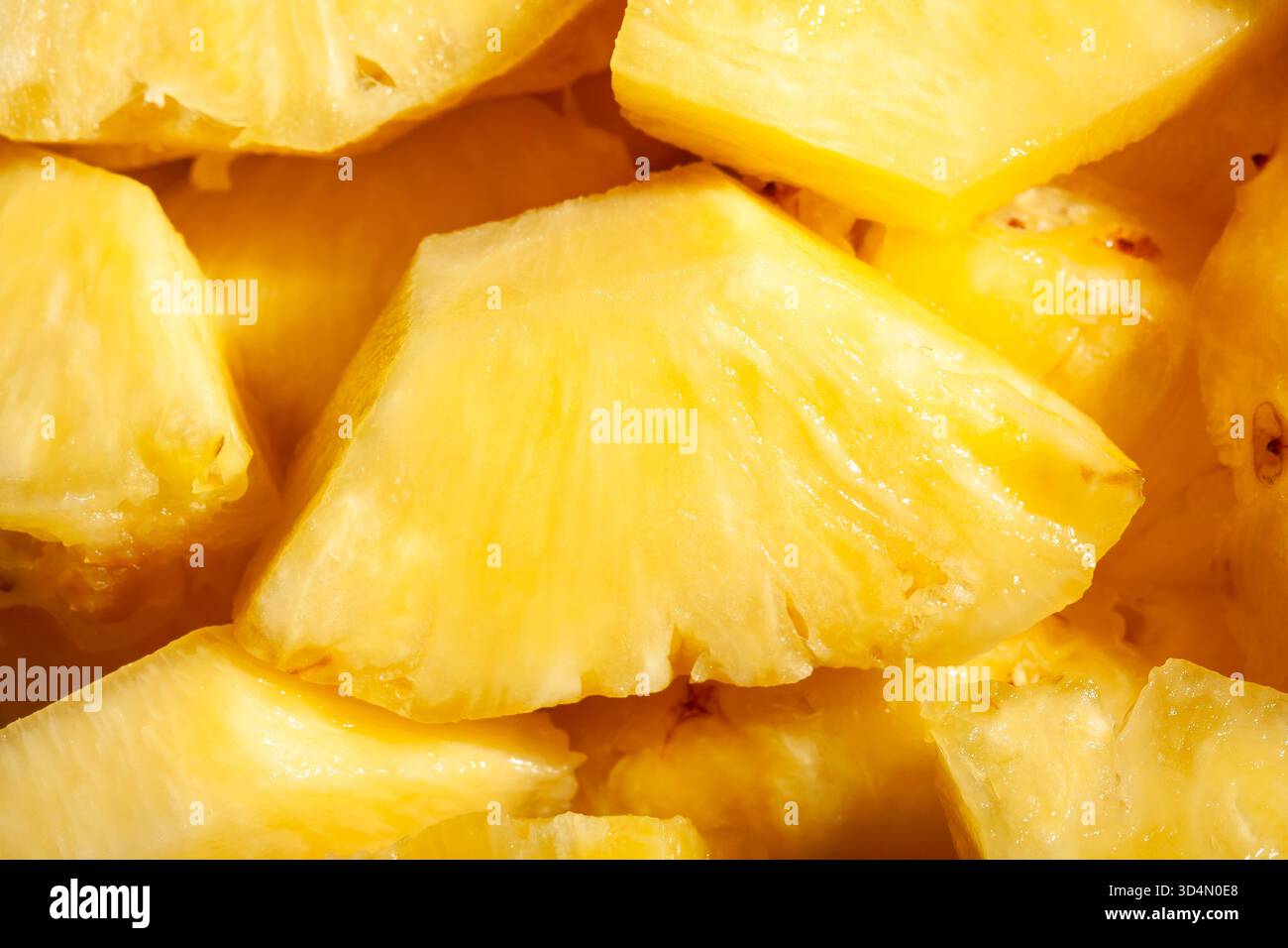 sliced pineapple closeup detail texture Stock Photo