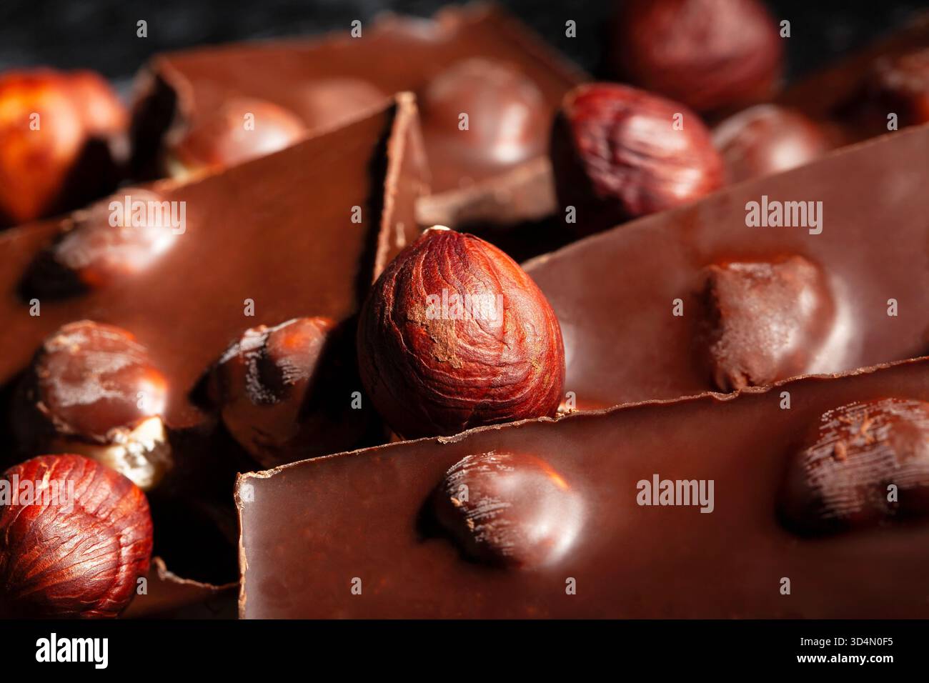 hazelnut chocolate macro closeup detail Stock Photo