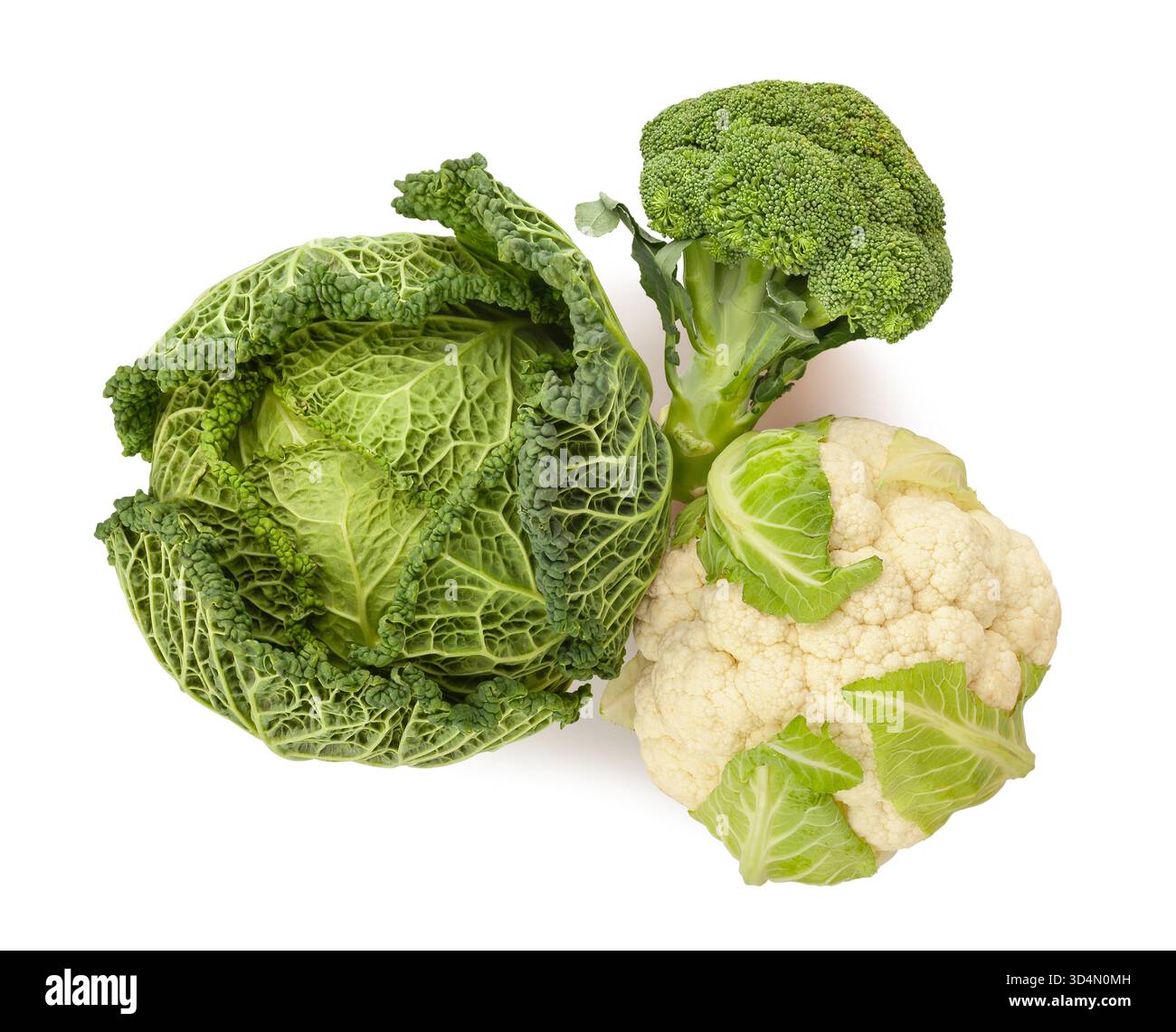 cabbages mix path isolated on white top view Stock Photo