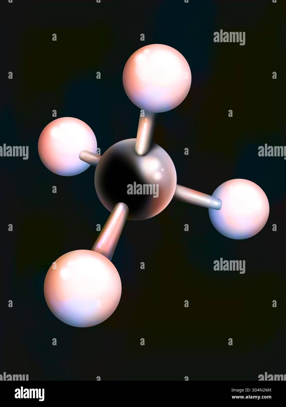 Methane Model Labeled Molecular model of methane. The methane molecule (CH4) is formed of one ...