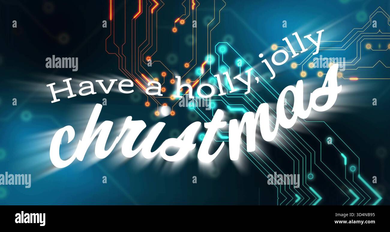 Jolly Christmas Script Showing script christmas slanting across teal tech background, with ...