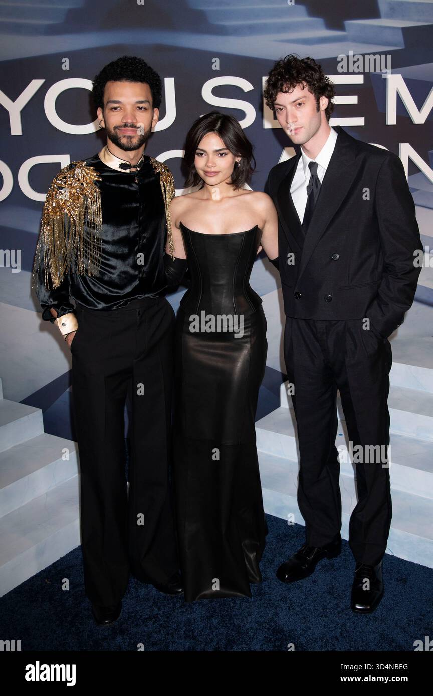 Justice Smith, Ariana Greenblatt, and Dominic Sessa at the premiere of