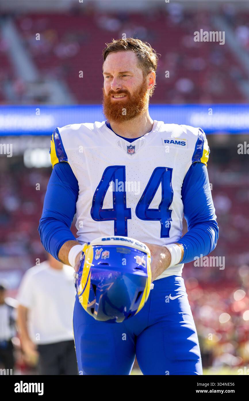Los Angeles Rams long snapper Jake McQuaide (44) warms up before ...