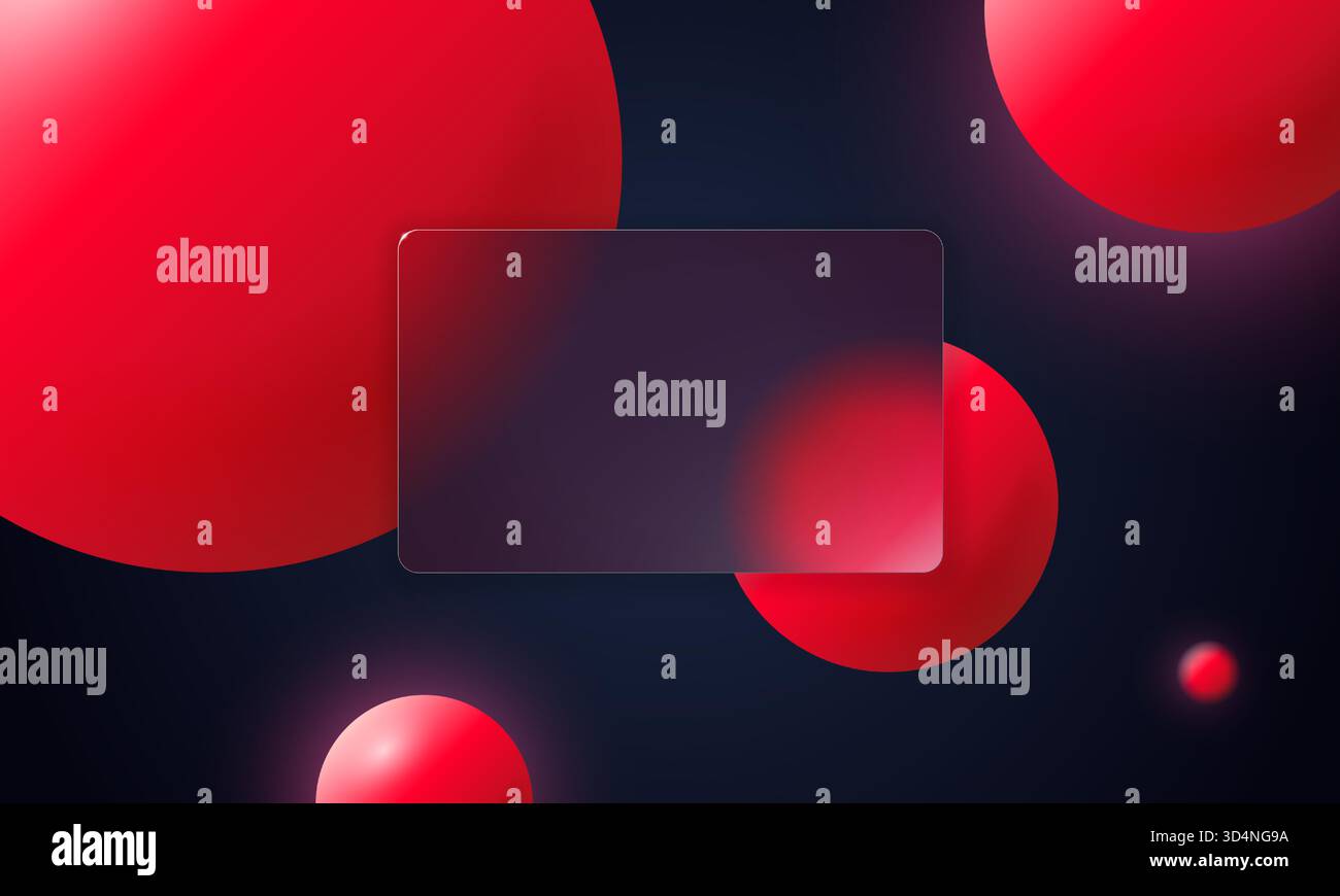 Dark futuristic glassmorphism scene with glossy red glow and ...
