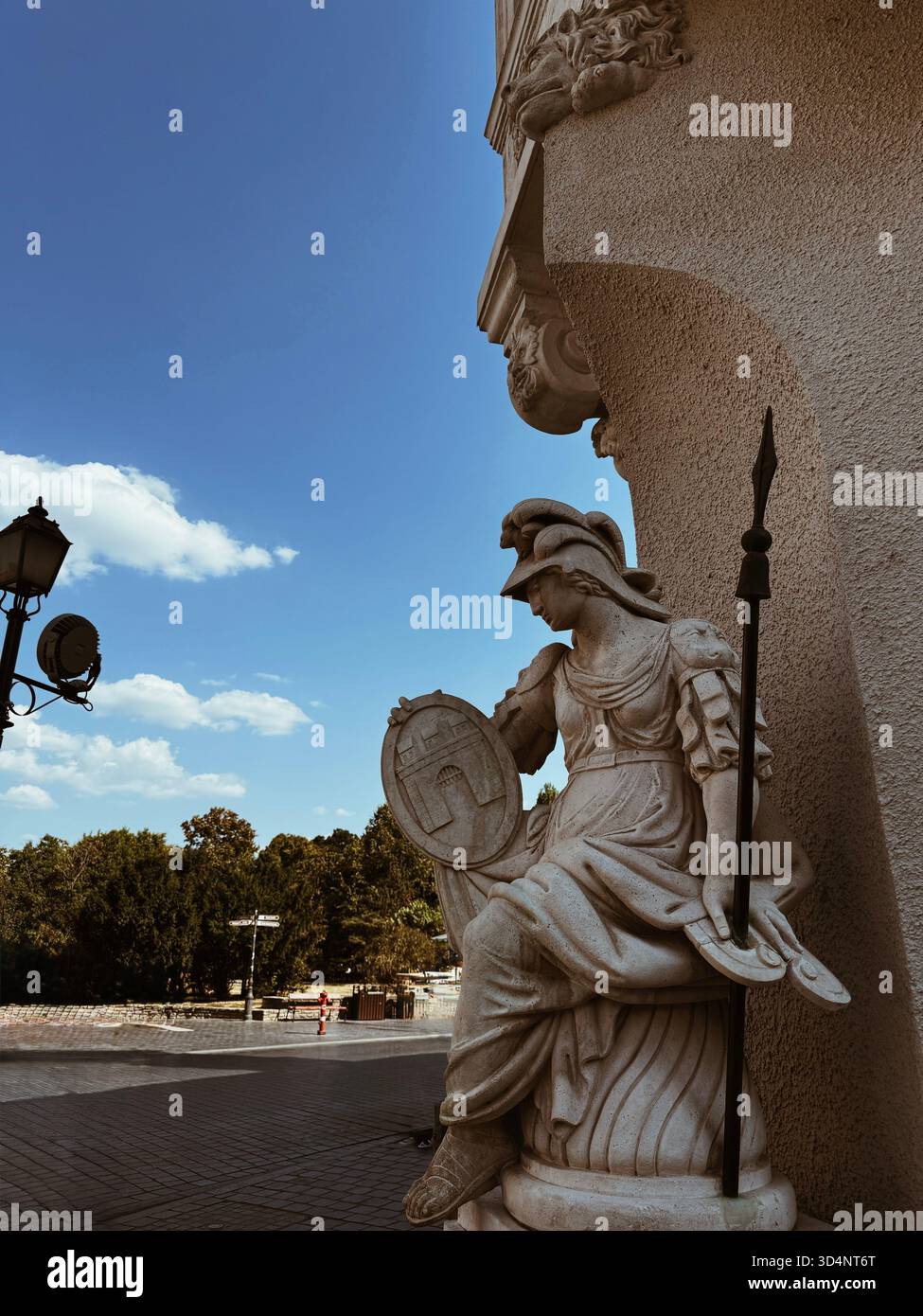 Marble statue of Athena at Fisherman´s Bastion, Budapest, Hungary - Smartphone Captured Stock Image