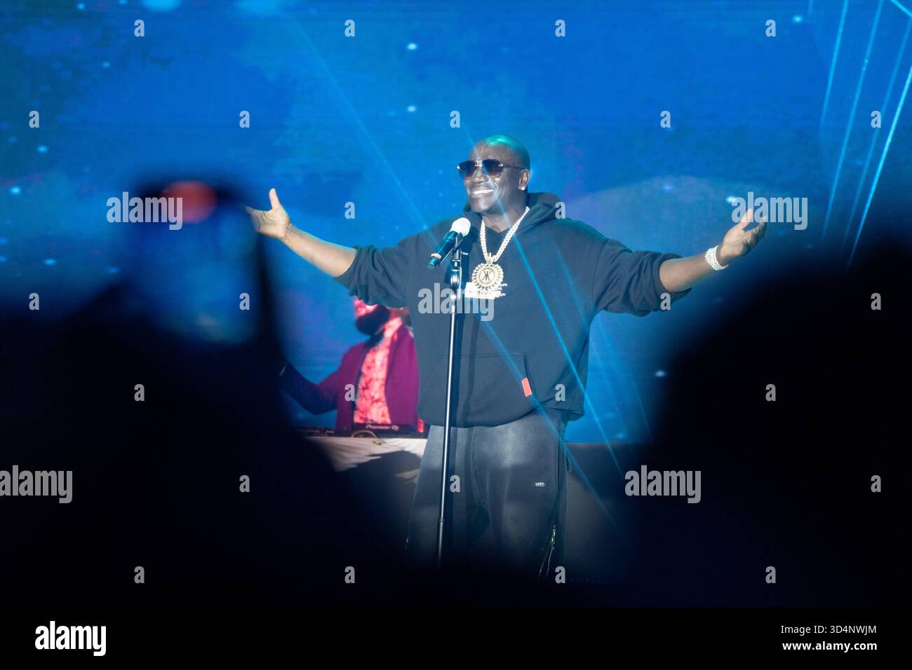 NEW DELHI, INDIA - NOVEMBER 9: American singer and rapper Akon performs ...