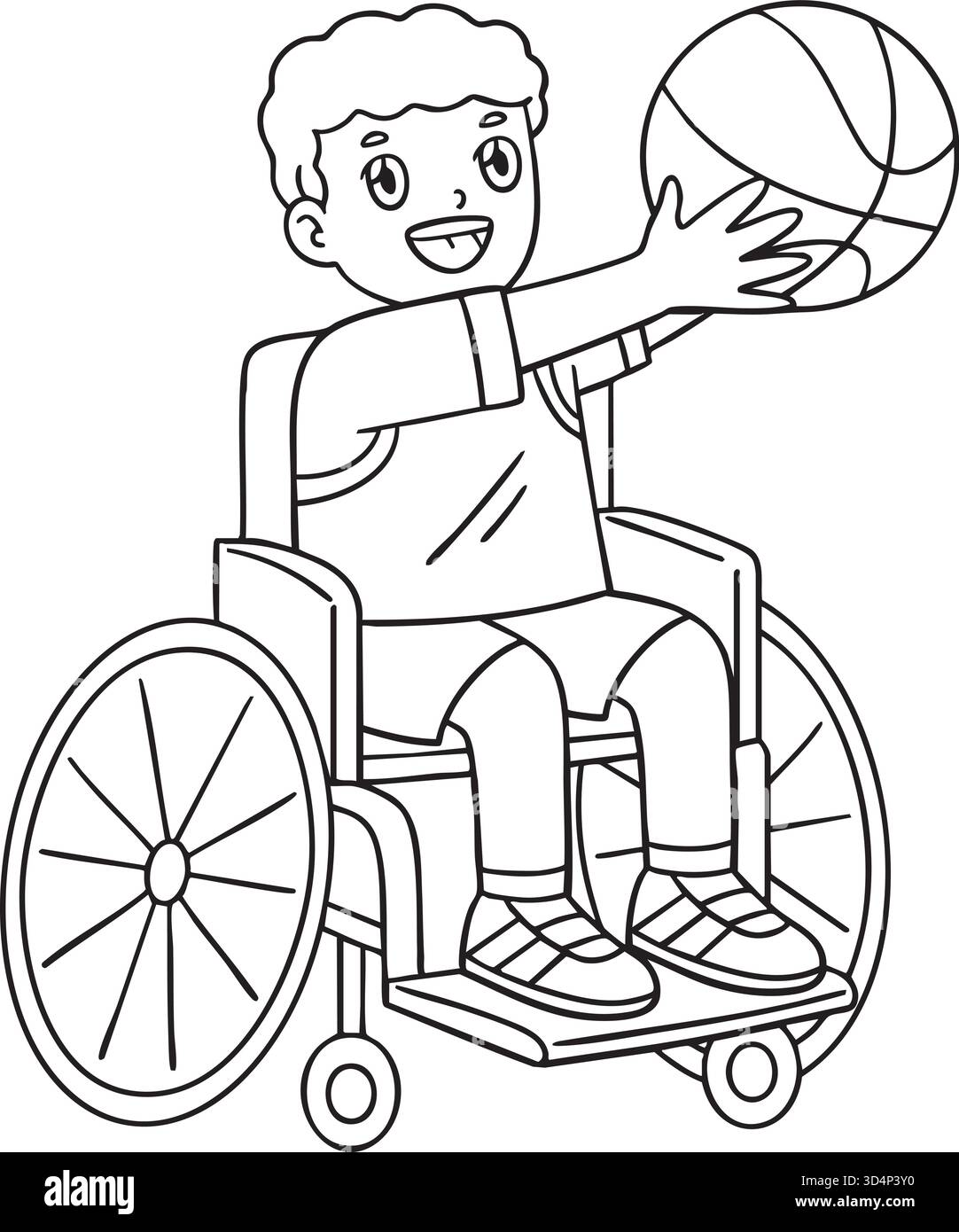 Boy in a Wheelchair Playing Basketball Isolated Stock Vector Image ...