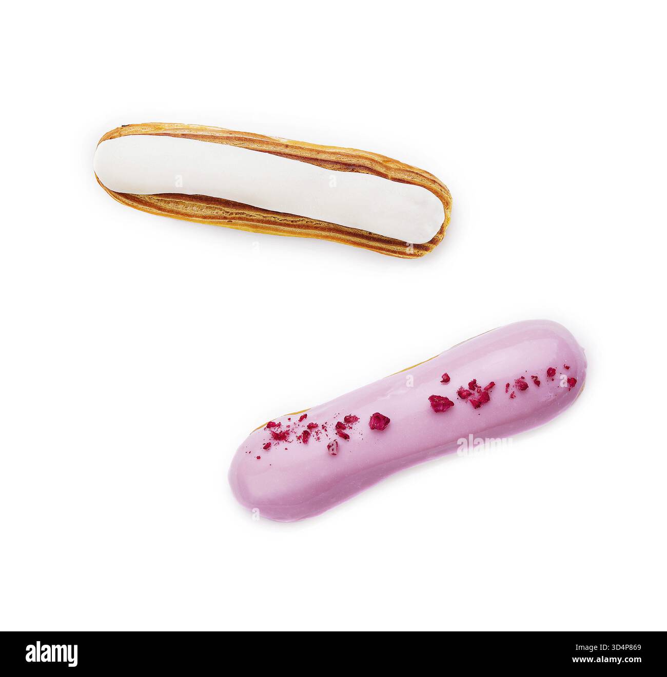 Food, Two eclairs isolated on white background Stock Photo
