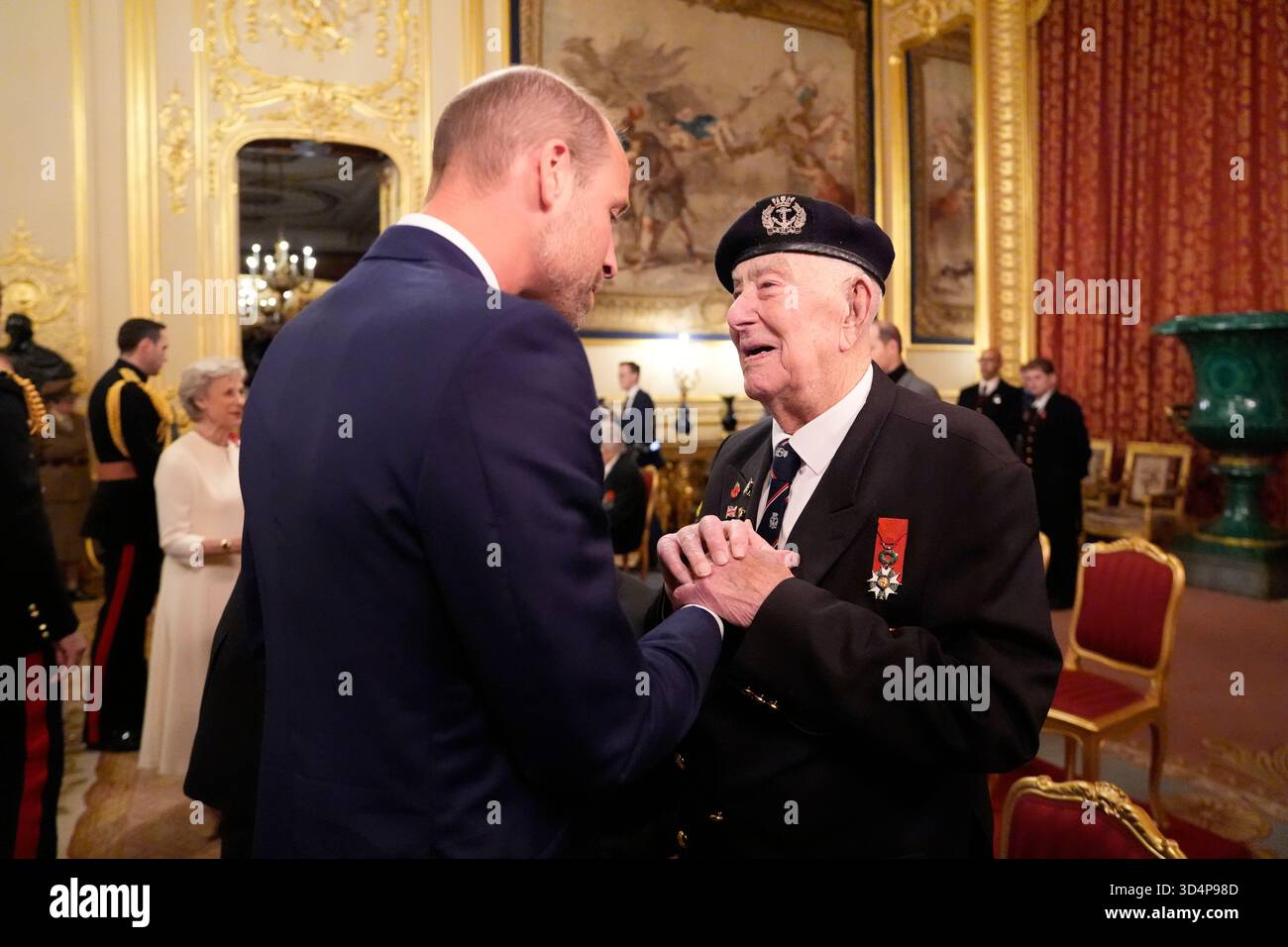 The Prince of Wales and veteran Henry Rice at a reception for veterans ...