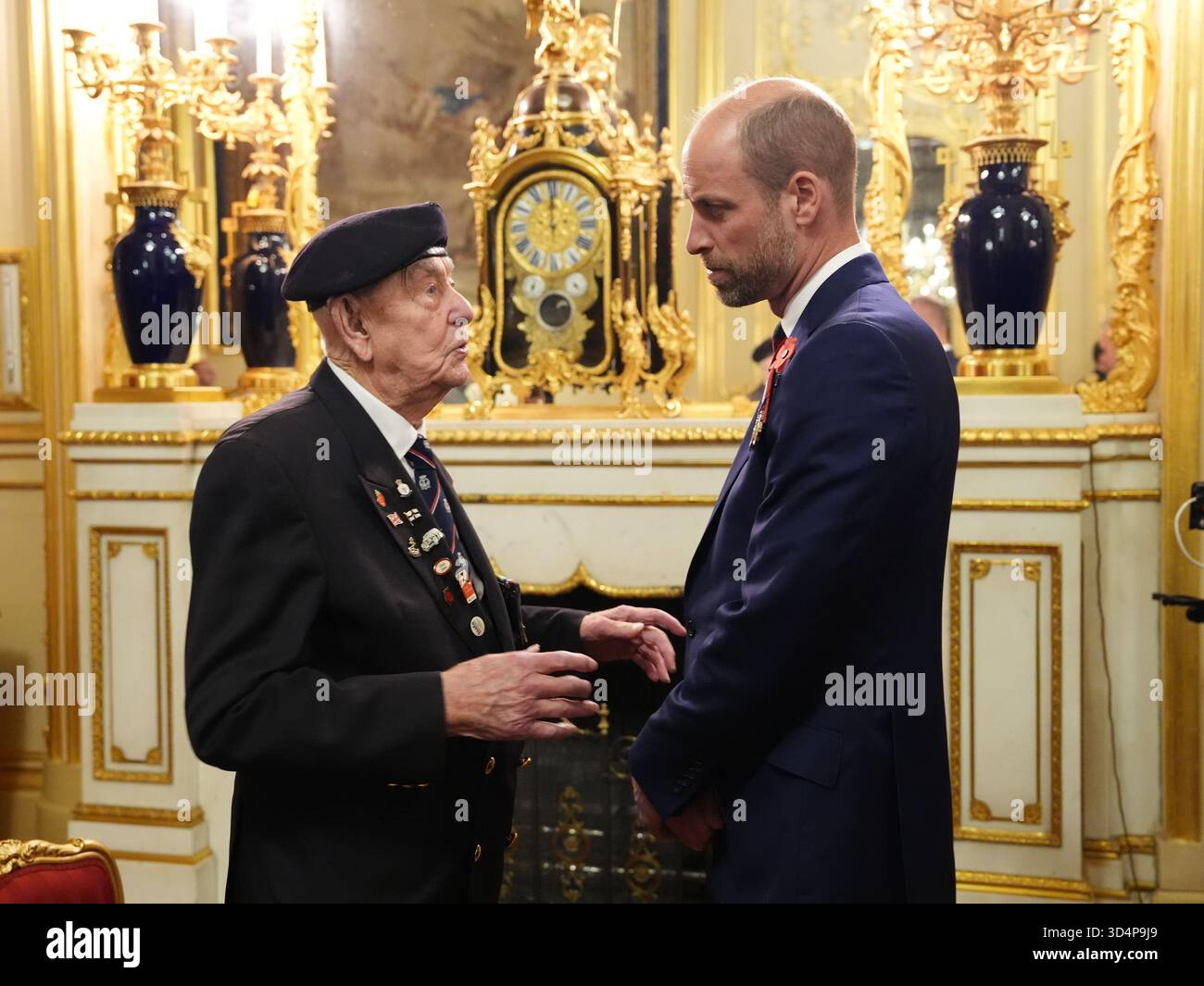The Prince of Wales and veteran Henry Rice at a reception for veterans ...