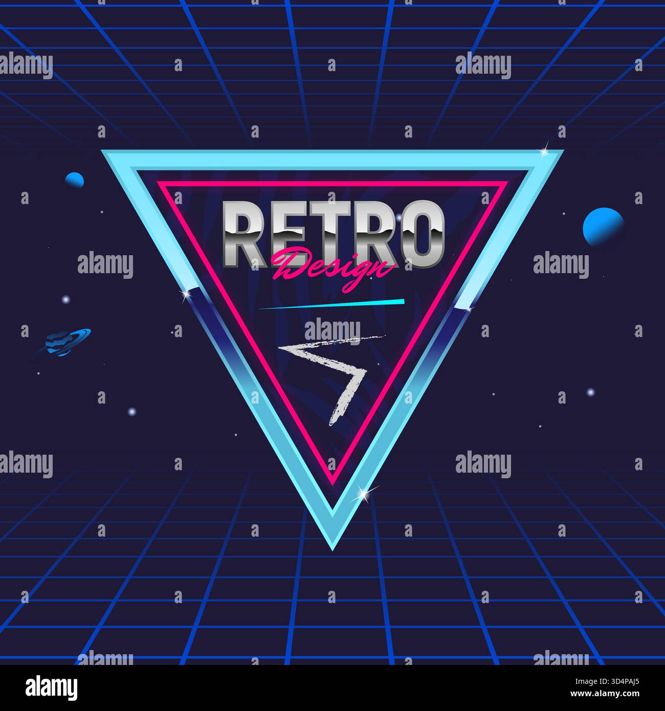 Retro 80's frame. Triangle abstract frame. Template for social media. Hipster design. Retro 80's logo for Night club, music album, invitation. Print f Stock Vector