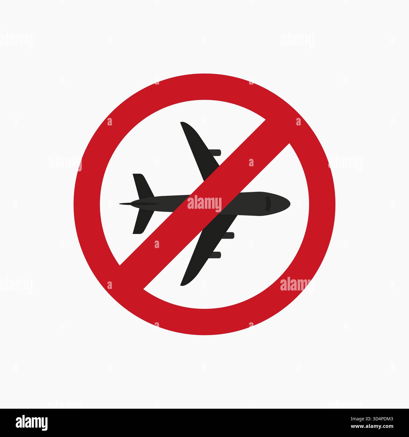 Airplane icon with prohibit sign. Flight ban icon. Airplane silhouette ...