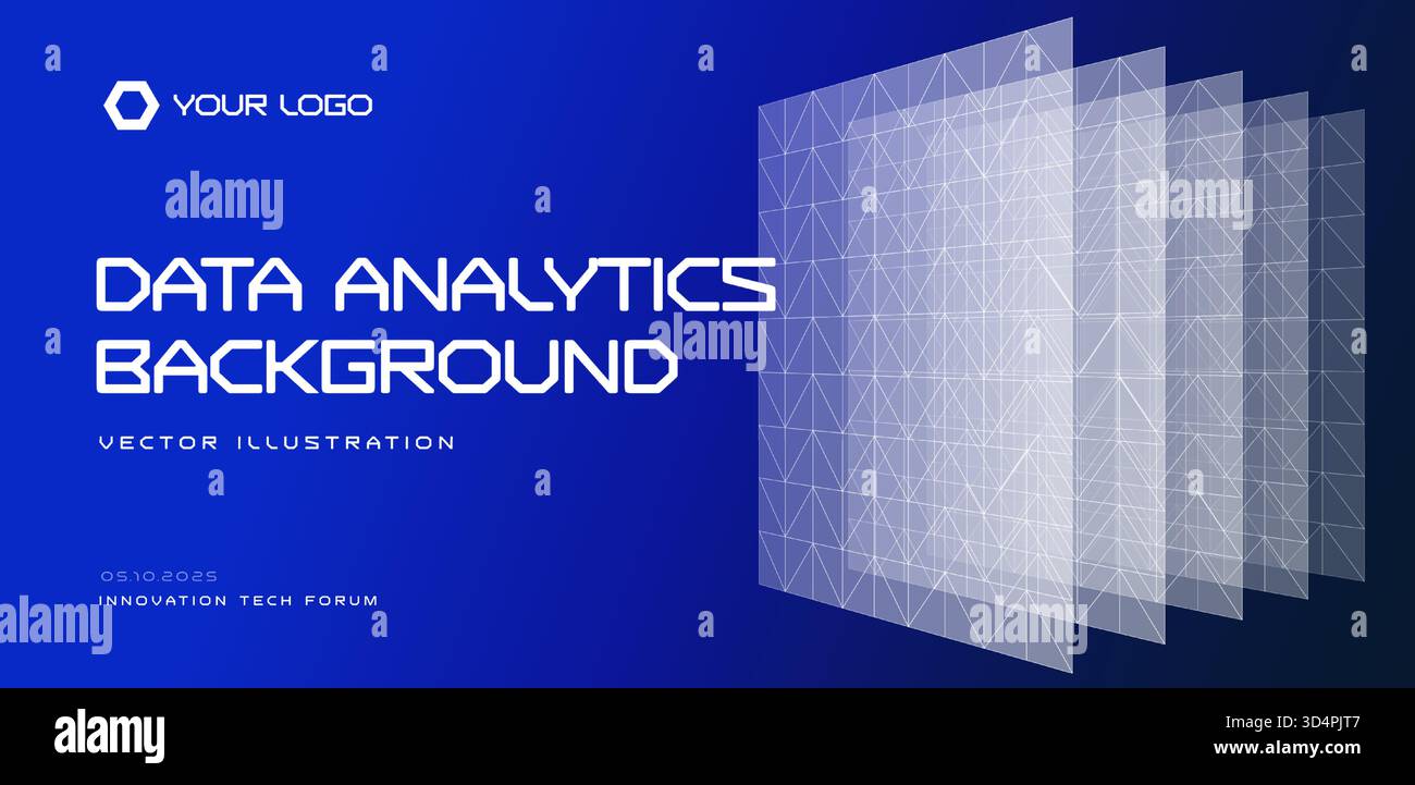 Digital transformation concept with data panels and smart analytics visualization. Abstract big data, AI, automation design for business intelligence Stock Vector
