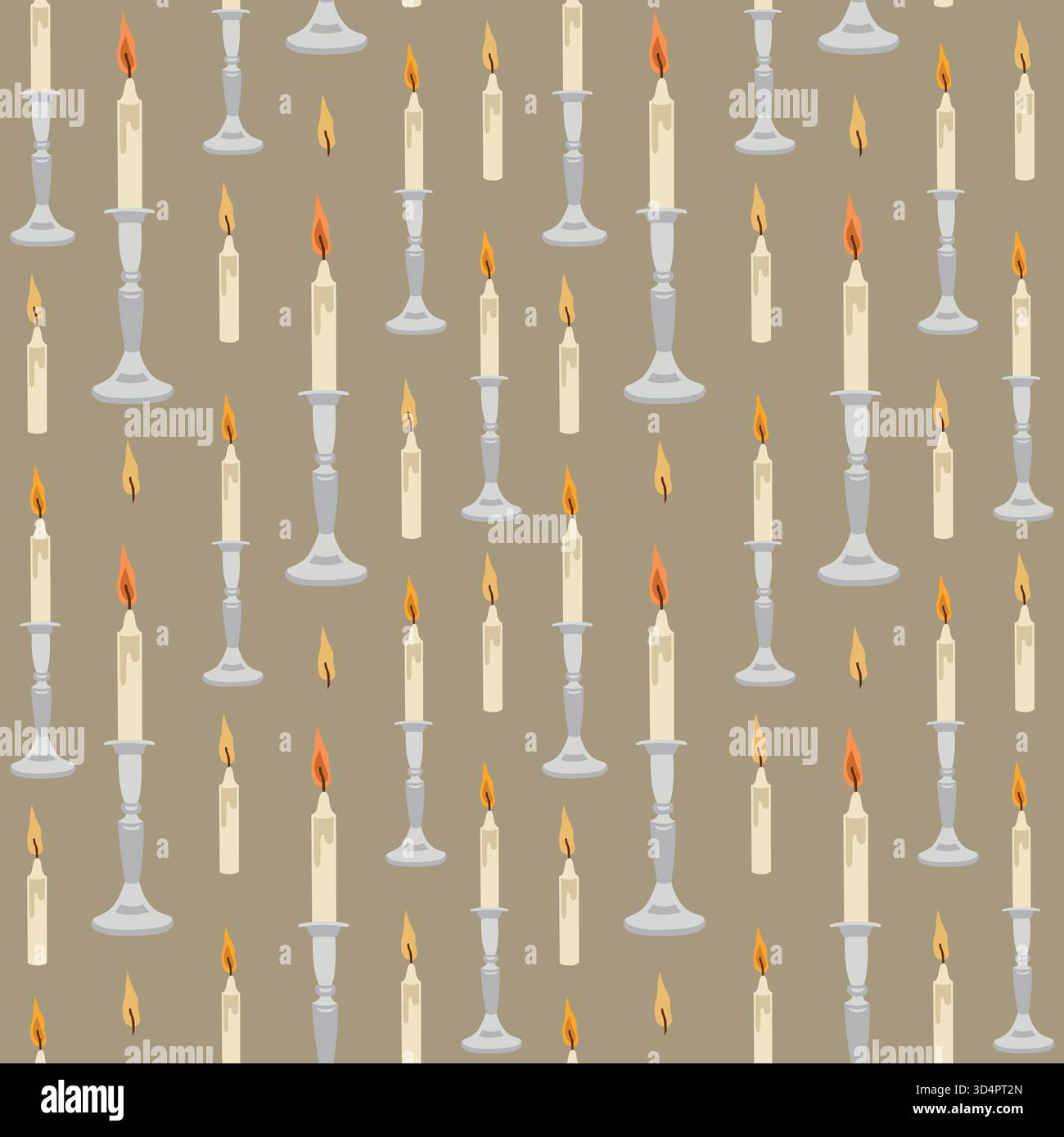 Vector hand-drawn seamless pattern with candles Stock Vector