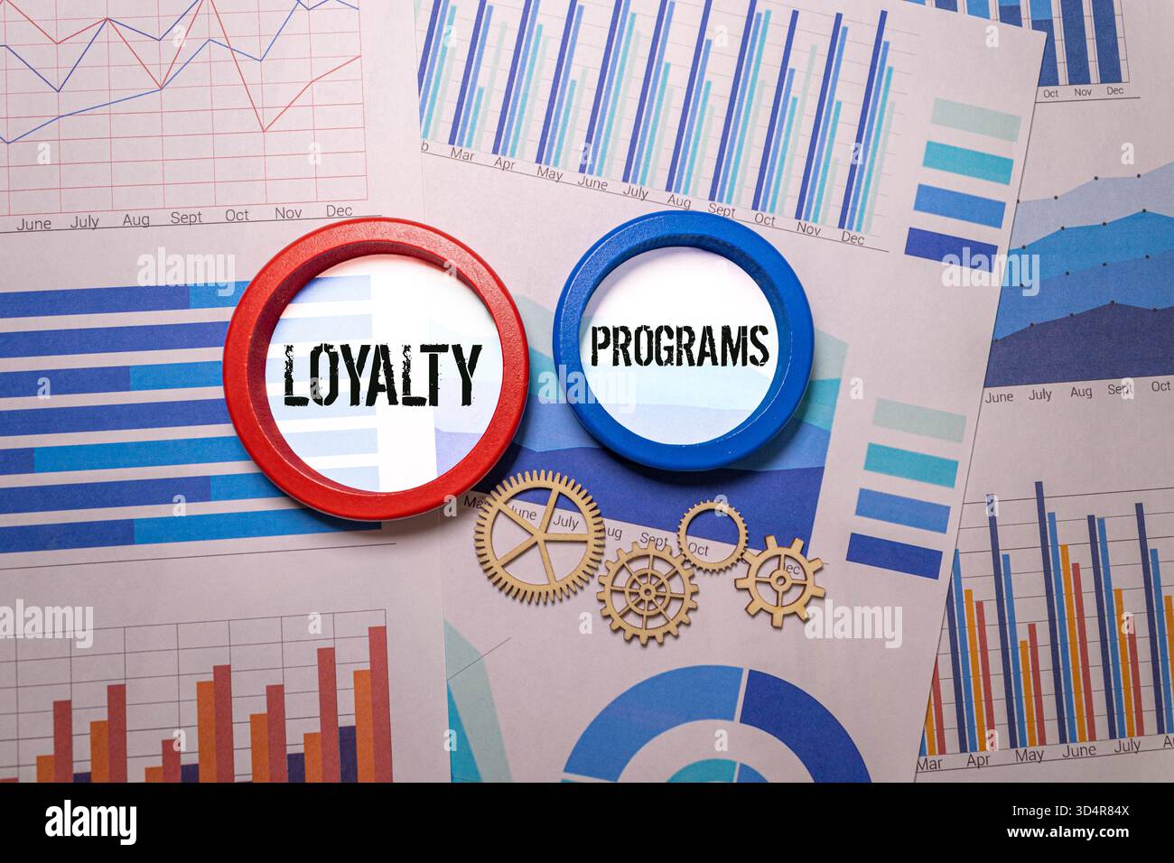 Loyalty Program write on sticky notes. Isolated on green table background Stock Photo