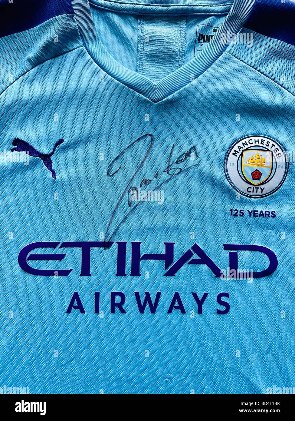 Manchester City Football Shirt - Smartphone Captured Stock Image